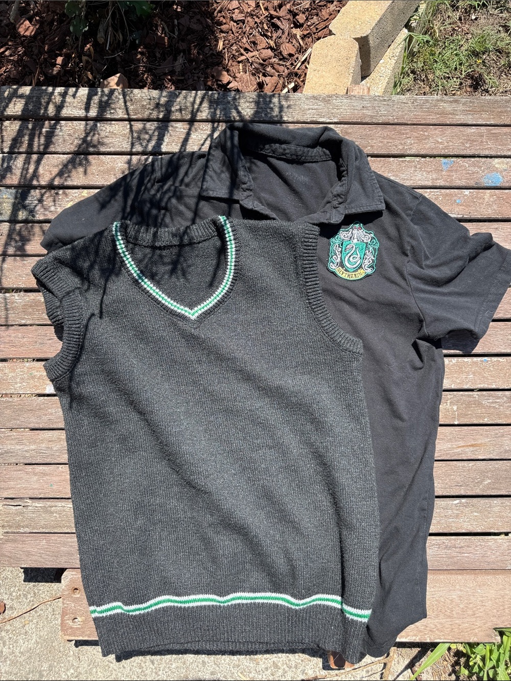 Harry Potter Kids or Small men’s Slytherin Vest and polo set